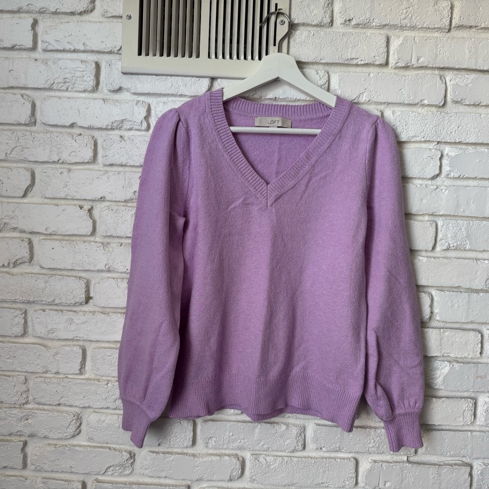 LOFT Purple V-Neck Knit Sweater